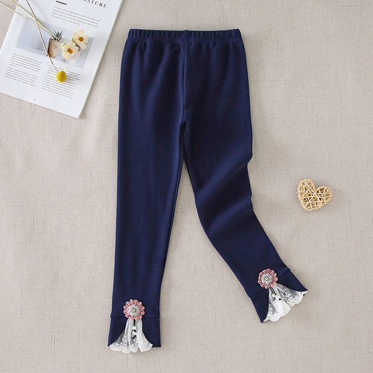 Damen Leggings mit dekorativen Rüschendetails EB