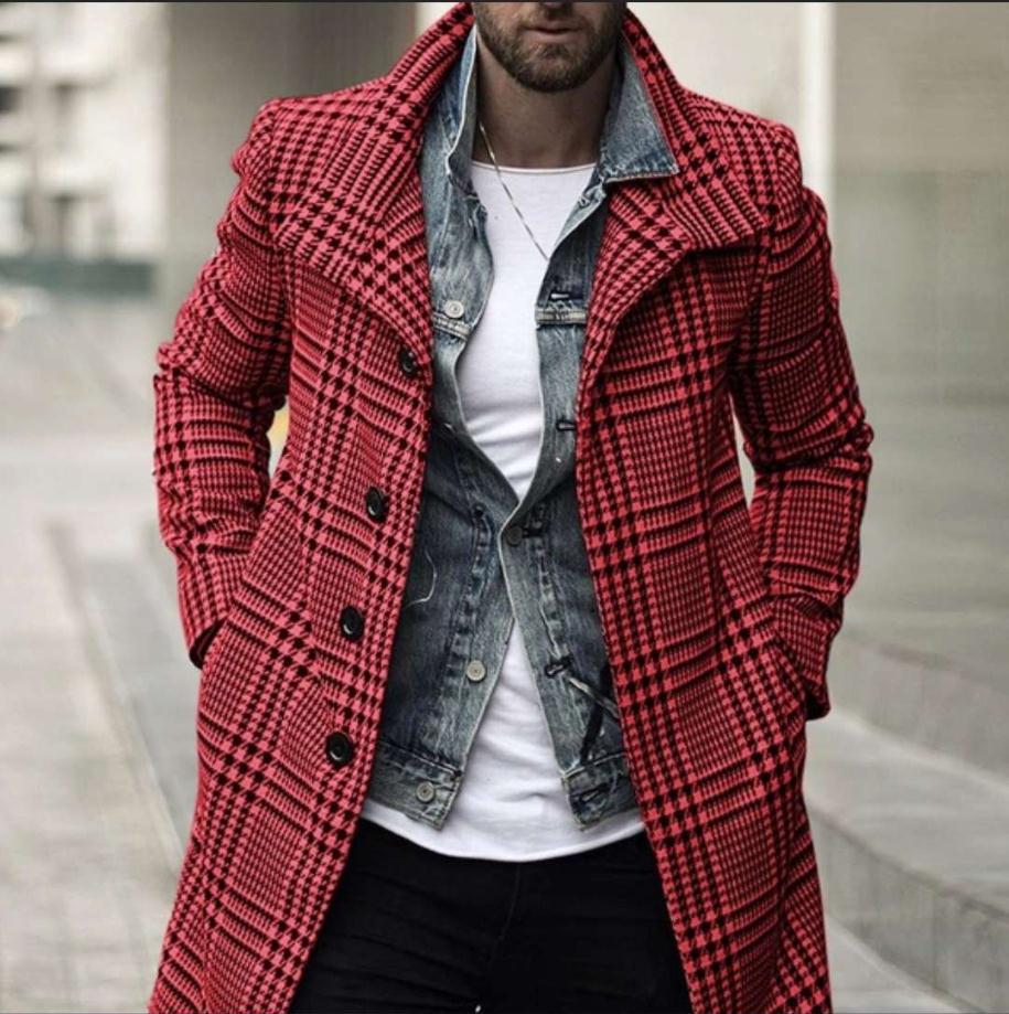 Herren eleganter Karomantel mit moderner Schnittführung EB