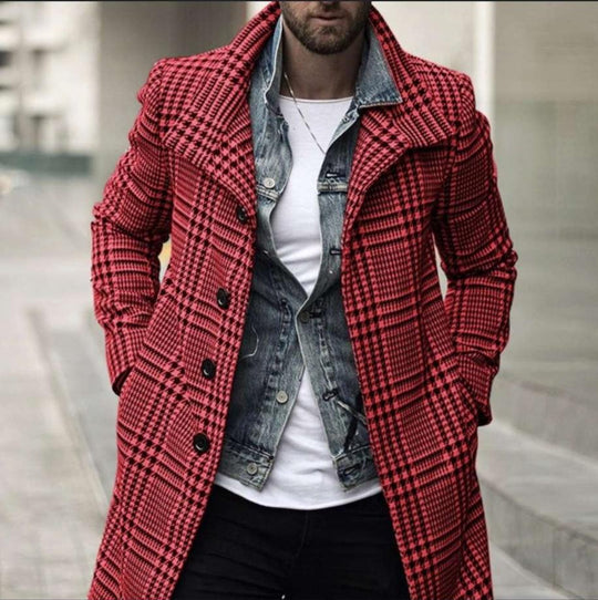 Herren eleganter Karomantel mit modernen Details EB