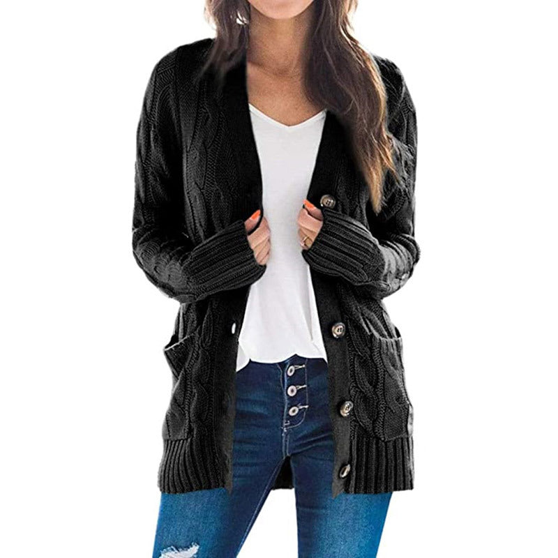 Damen Strickjacke mit strukturiertem Zopfdesign und praktischen Taschen EB