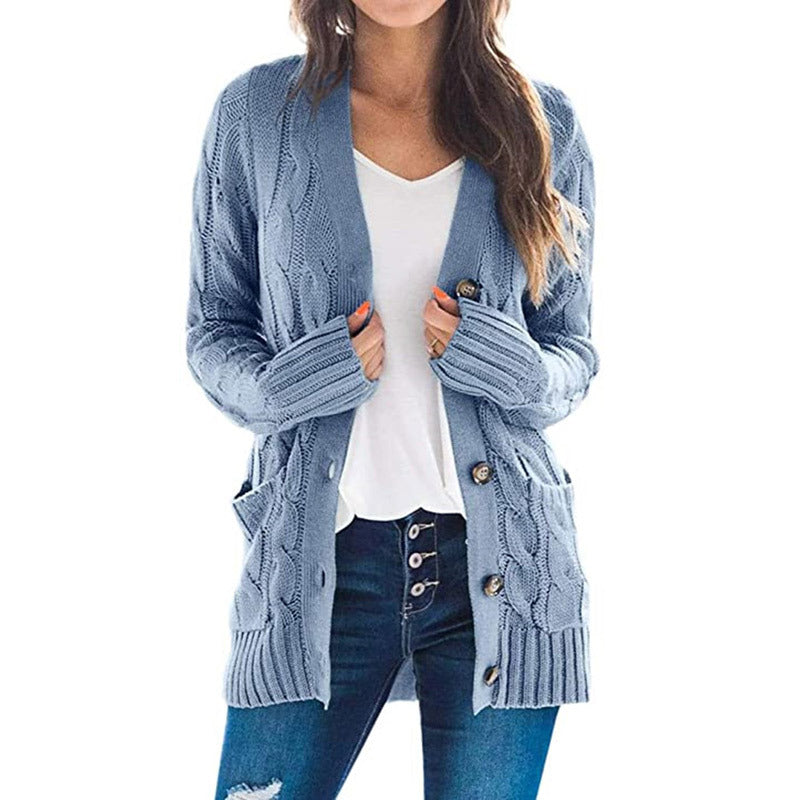 Damen Strickjacke mit strukturiertem Zopfdesign und praktischen Taschen EB