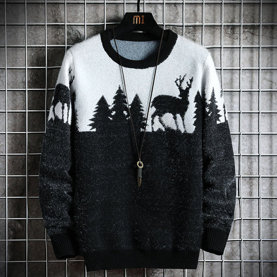 Herren Kuscheliger Winterpullover mit Tiermotiven EB