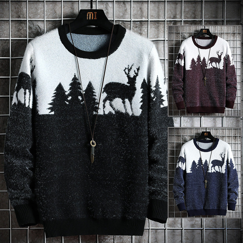 Herren Kuscheliger Winterpullover mit Tiermotiven EB