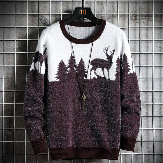 Herren Kuscheliger Winterpullover mit Tiermotiven EB