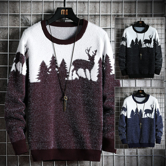 Herren Kuscheliger Winterpullover mit Tiermotiven EB