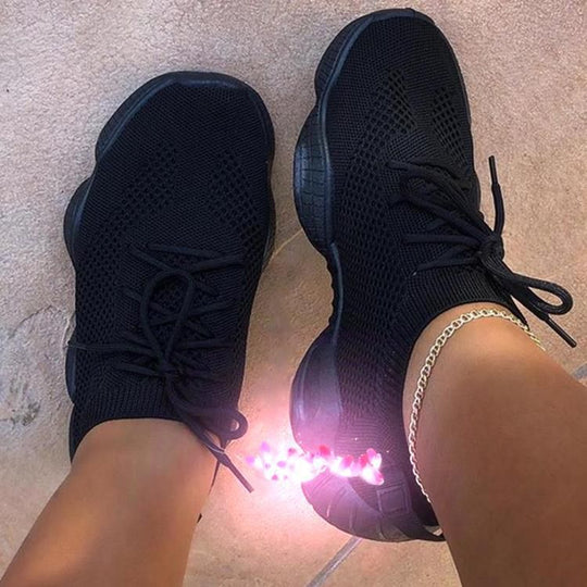 Damen elastische Sneakers mit atmungsaktivem Netzgewebe und rutschfester Sohle EB