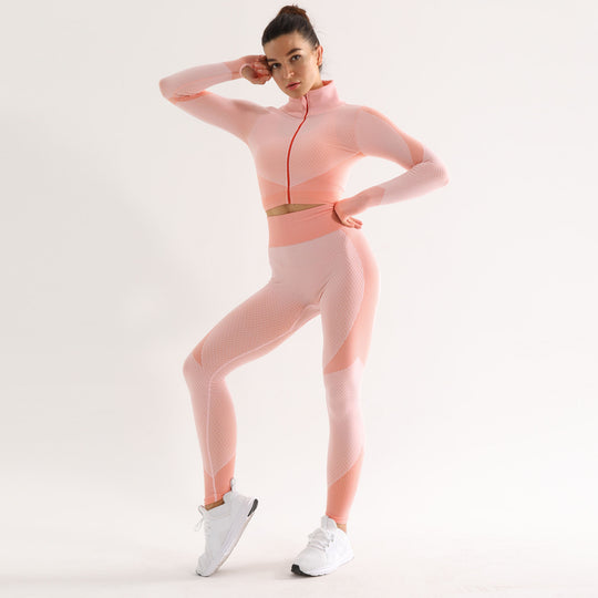 Damen Sportliches Set mit cropped Jacke und hochgeschnittenen Leggings EB