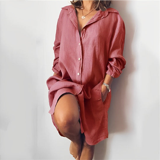 Langärmeliges Baumwoll-Kleid