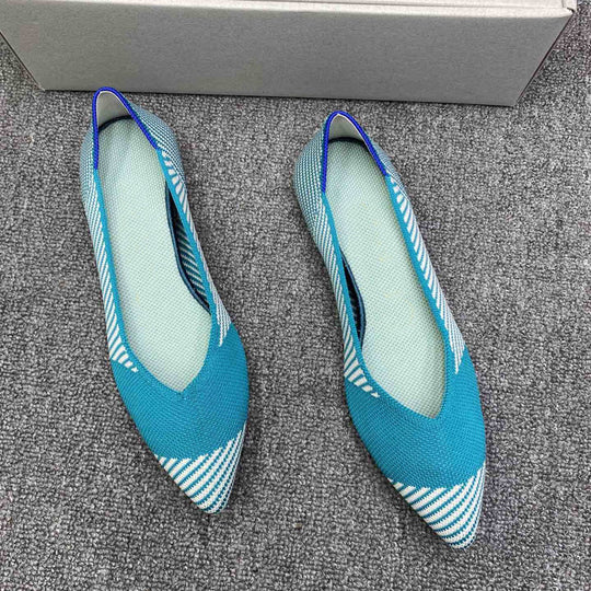 Damen spitz zulaufende Ballerinas mit modernem Karomuster EB