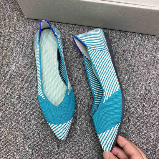Damen spitz zulaufende Ballerinas mit modernem Karomuster EB