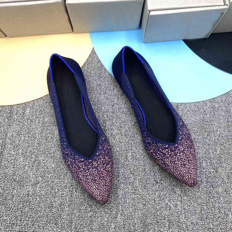 Damen elegante Spitzer Ballerinas aus atmungsaktivem Material EB