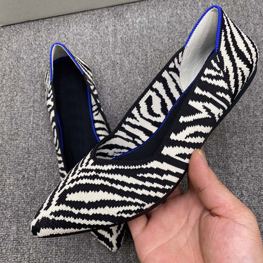 Damen elastische Ballerinas mit modischem Zebramuster EB
