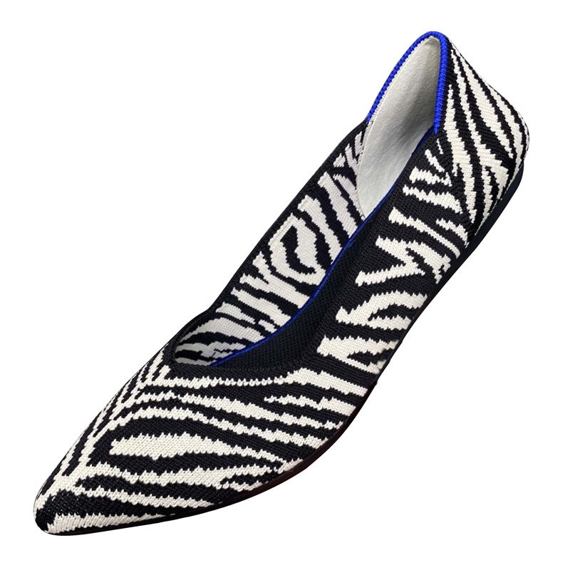 Damen elastische Ballerinas mit modischem Zebramuster EB
