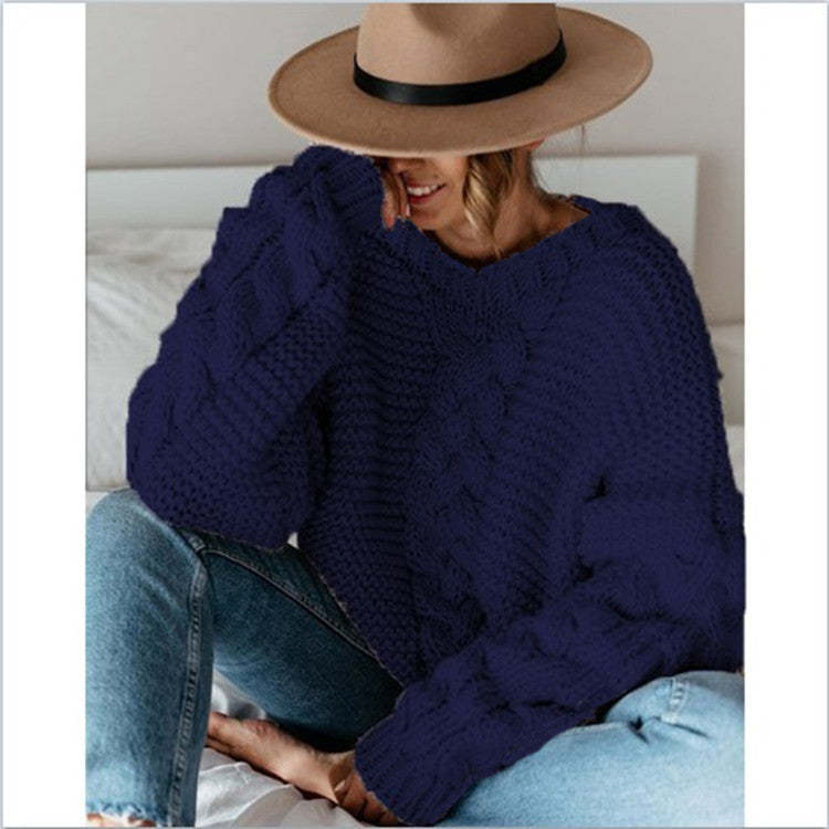 Damen Grobstrickpullover mit dekorativen Zopfdetails und lässigem Schnitt EB