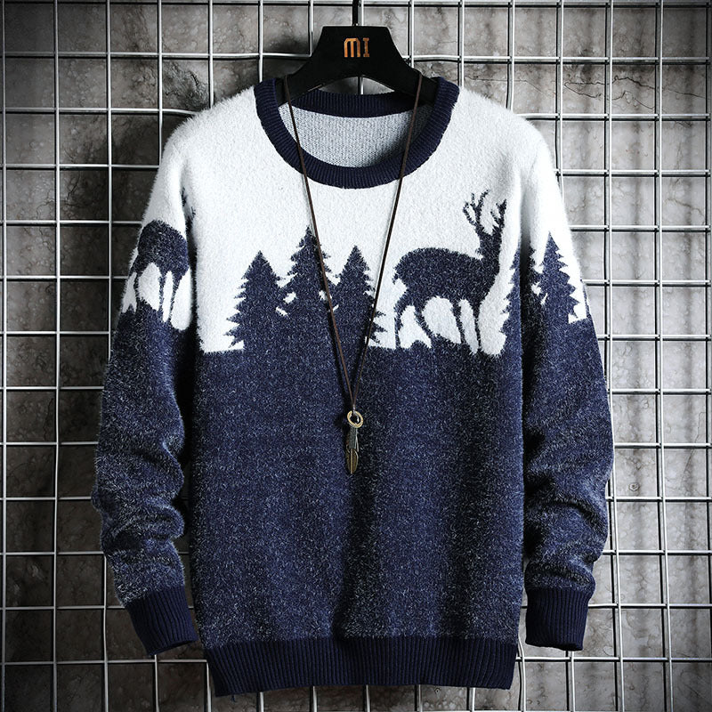 Herren Kuscheliger Winterpullover mit Tiermotiven EB