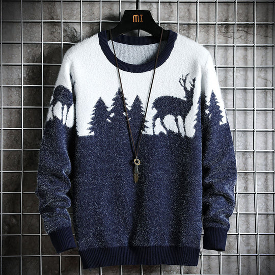 Herren Kuscheliger Winterpullover mit Tiermotiven EB