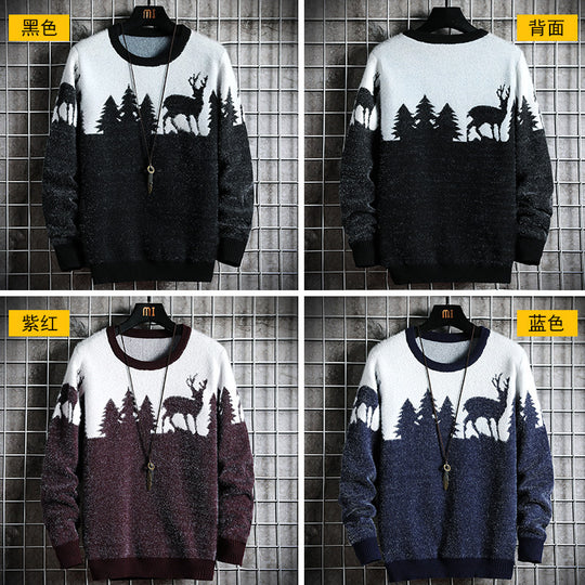 Herren Kuscheliger Winterpullover mit Tiermotiven EB