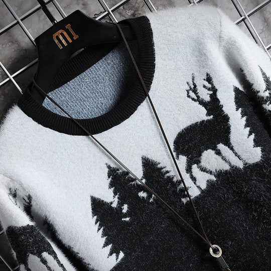Herren Kuscheliger Winterpullover mit Tiermotiven EB