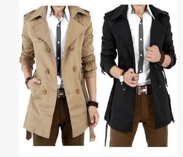 Herren Trendiger Trenchcoat mit doppelter Knopfleiste und praktischen Taschen EB