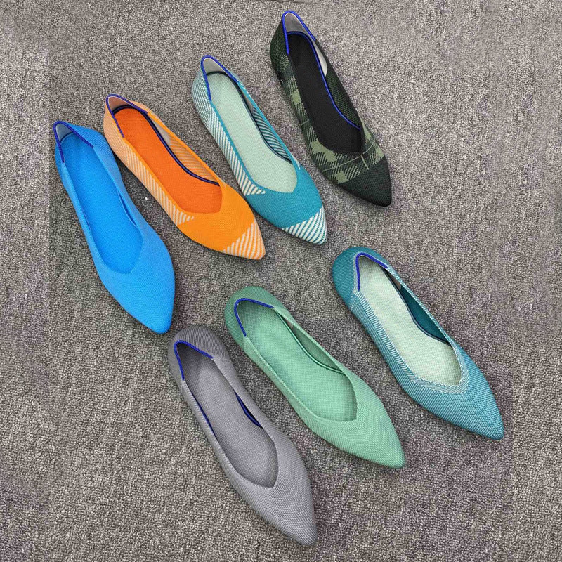 Damen spitz zulaufende Ballerinas mit modernem Karomuster EB