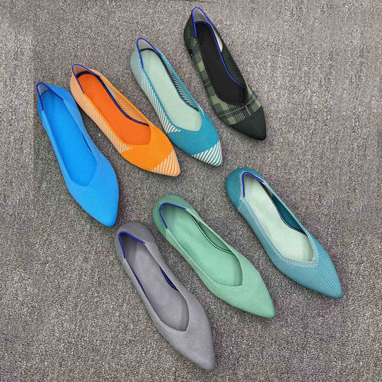 Damen spitz zulaufende Ballerinas mit modernem Karomuster EB