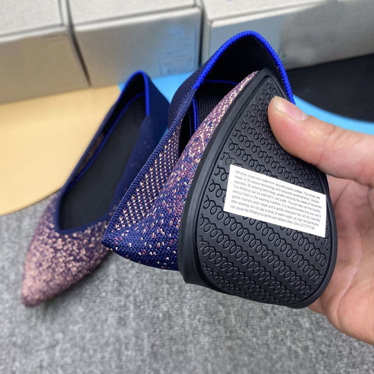 Damen elegante Spitzer Ballerinas aus atmungsaktivem Material EB