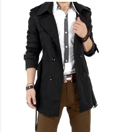 Herren Trendiger Trenchcoat mit doppelter Knopfleiste und praktischen Taschen EB