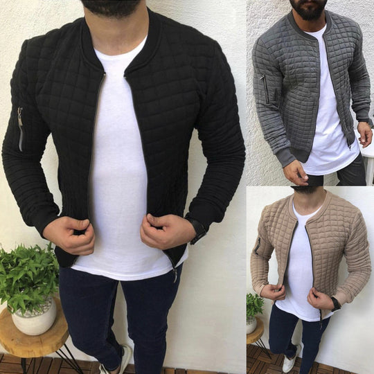Herren nan gesteppte Bomberjacke mit Reißverschluss, Rippbündchen und Ärmeltasche EB