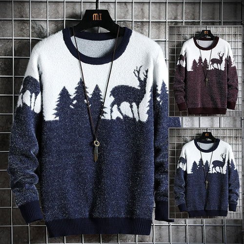 Herren Kuscheliger Winterpullover mit Tiermotiven EB