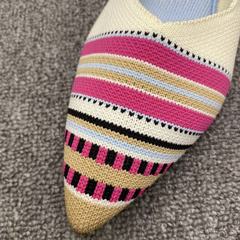 Damen spitz zulaufende Ballerinas mit dekorativem Stripen-Design EB