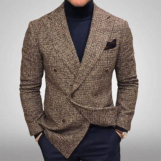 Herren nan doppelreihiger Struktur-Blazer mit schmaler Silhouette und aufgesetzter Brusttasche EB