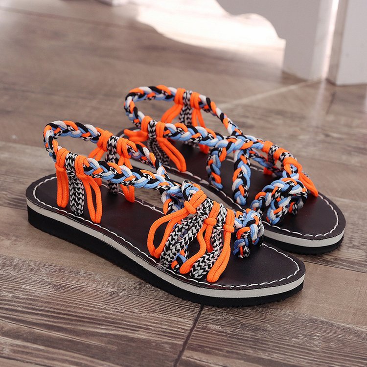 Damen Elegante Braided Sandalen mit ergonomischem Fußbett EB