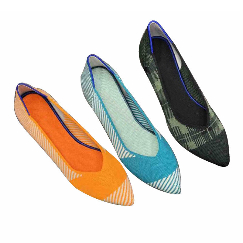 Damen spitz zulaufende Ballerinas mit modernem Karomuster EB