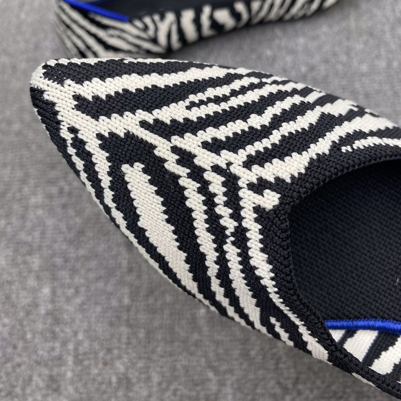 Damen elastische Ballerinas mit modischem Zebramuster EB