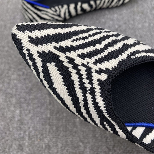Damen elastische Ballerinas mit modischem Zebramuster EB