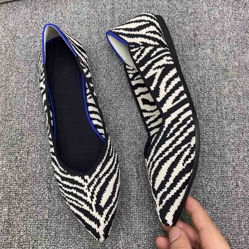 Damen elastische Ballerinas mit modischem Zebramuster EB