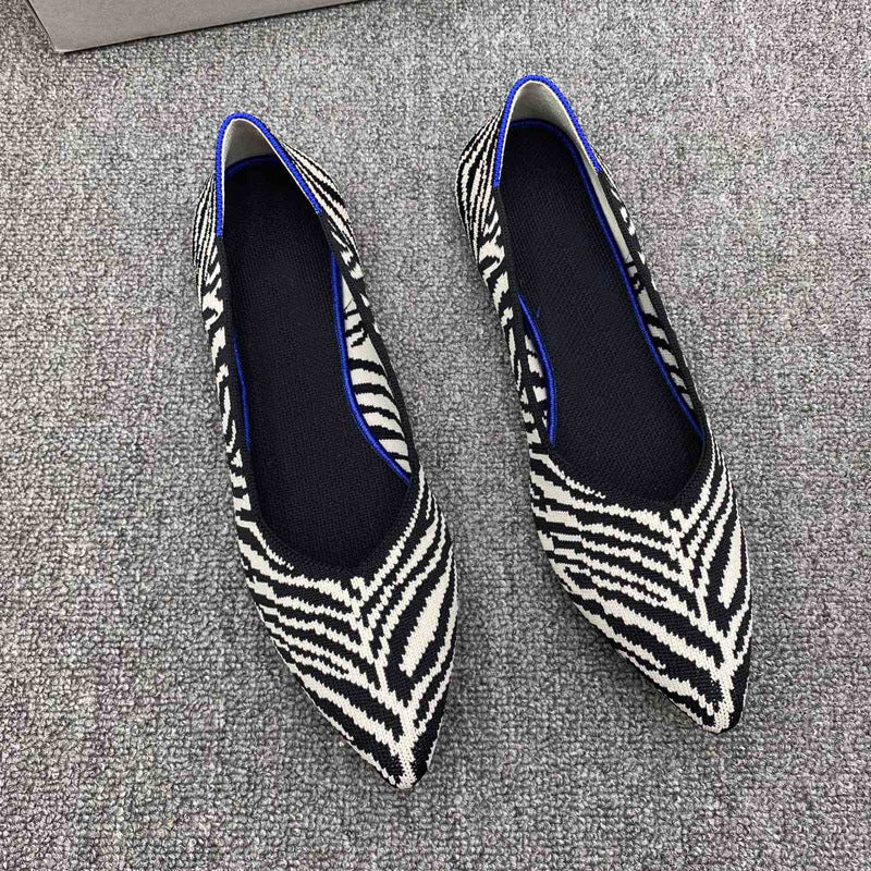 Damen elastische Ballerinas mit modischem Zebramuster EB