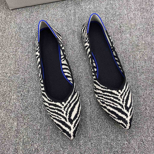 Damen elastische Ballerinas mit modischem Zebramuster EB