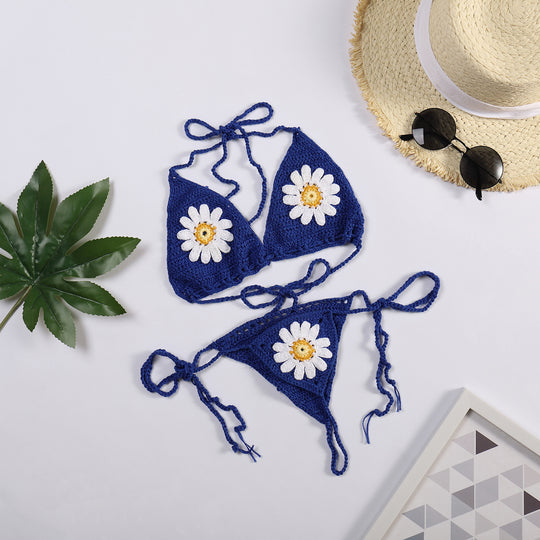 Damen Bikiniset mit floralem Häkelmuster EB