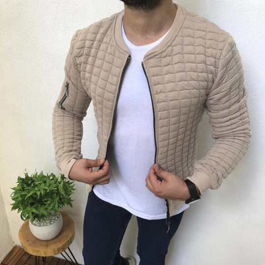 Herren nan gesteppte Bomberjacke mit Reißverschluss, Rippbündchen und Ärmeltasche EB