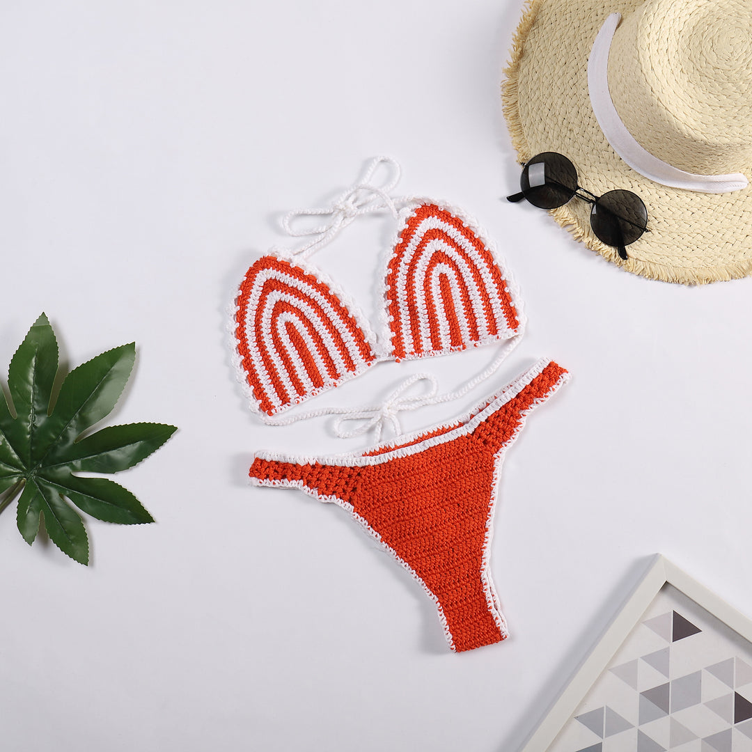 Damen Häkel-Bikini mit kontrastierendem Rand EB