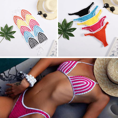 Damen Häkel-Bikini mit kontrastierendem Rand EB