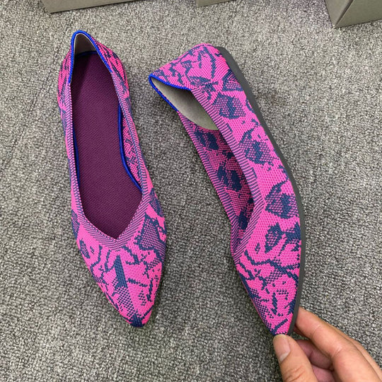 Damen Ballerinas mit auffälligem Schlangenmotiv EB