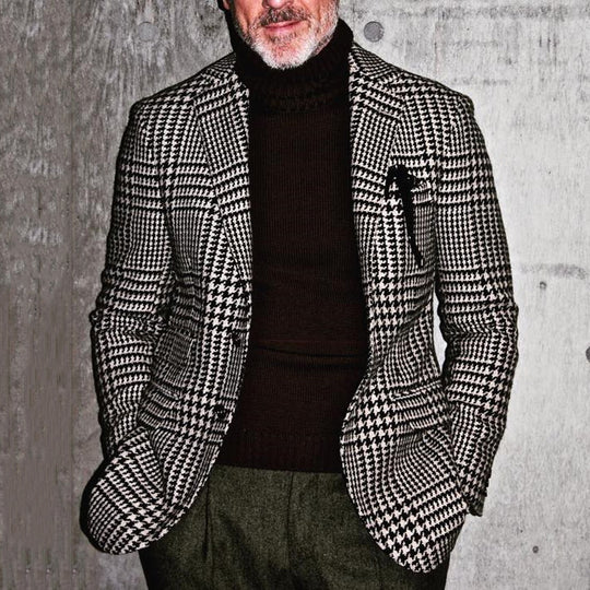 Herren modischer Karomantel mit elegantem Schnitt
