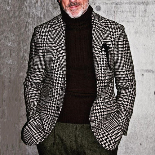 Herren elegante Jacke im Hahnentrittmuster EB