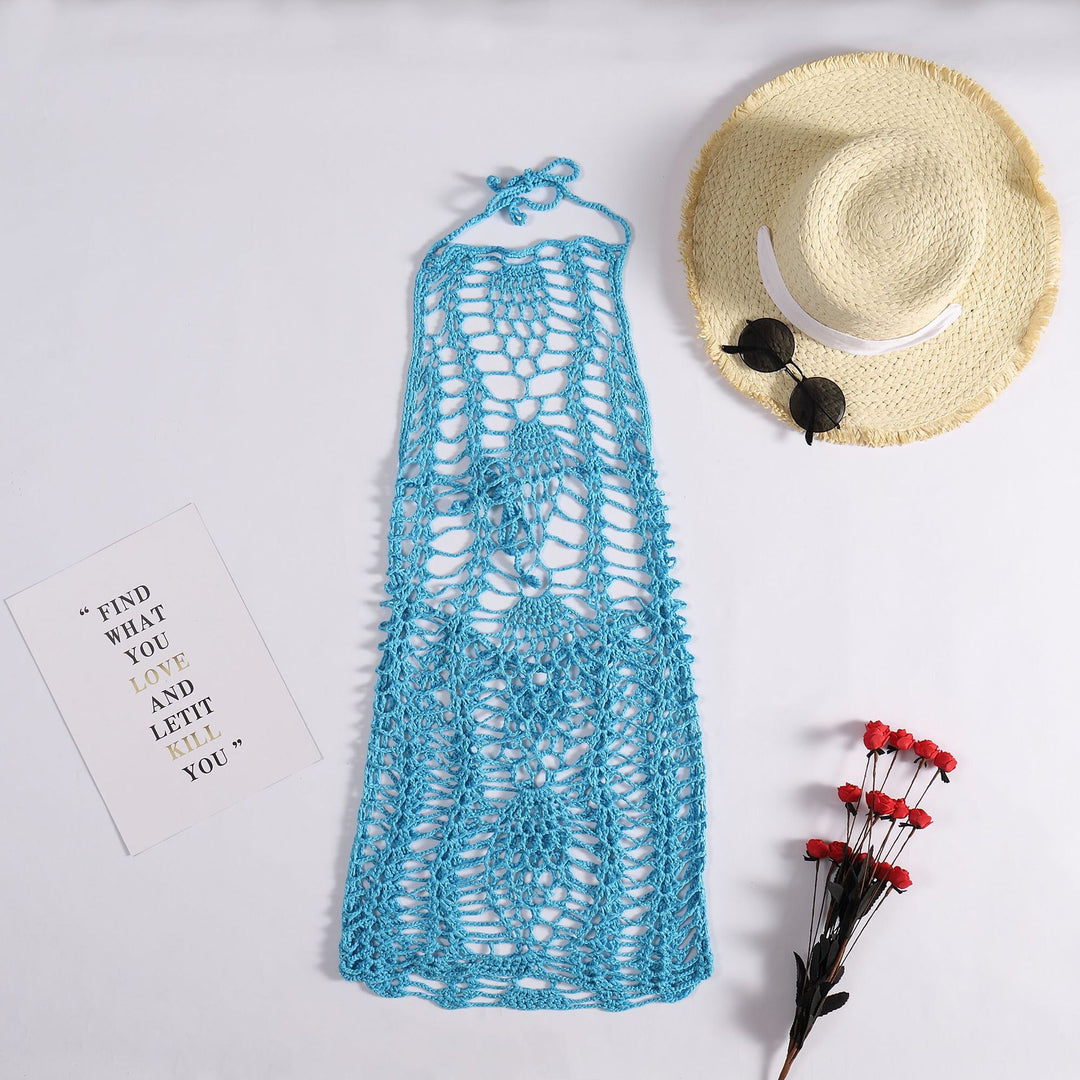 Damen Häkel-Strandtunika mit luftiger Struktur und verspielten Fransen EB
