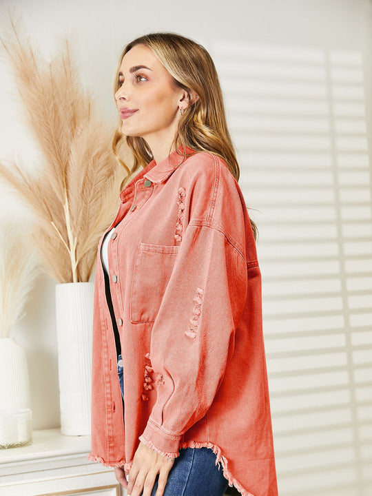 EB | Zerrissene Rohsaum-Denimjacke