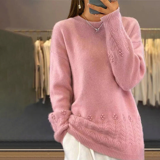 EB | Strickbluse mit Musterdetails Wolle Komfortabel und Elegant