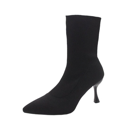 Damen nan Stretch-Sockenstiefelette mit spitzer Zehenpartie und geformtem Stiletto-Absatz EB