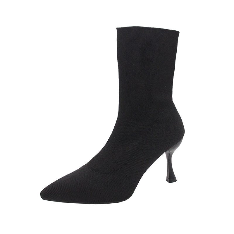 Damen nan Stretch-Sockenstiefelette mit spitzer Zehenpartie und geformtem Stiletto-Absatz EB